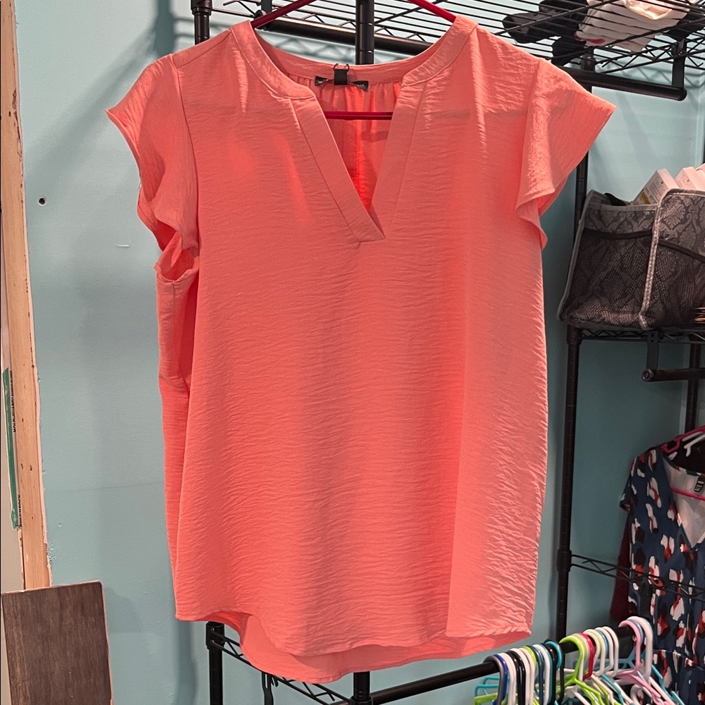 Adrianna Papell Coral V-Neck Cap-Sleeve Blouse